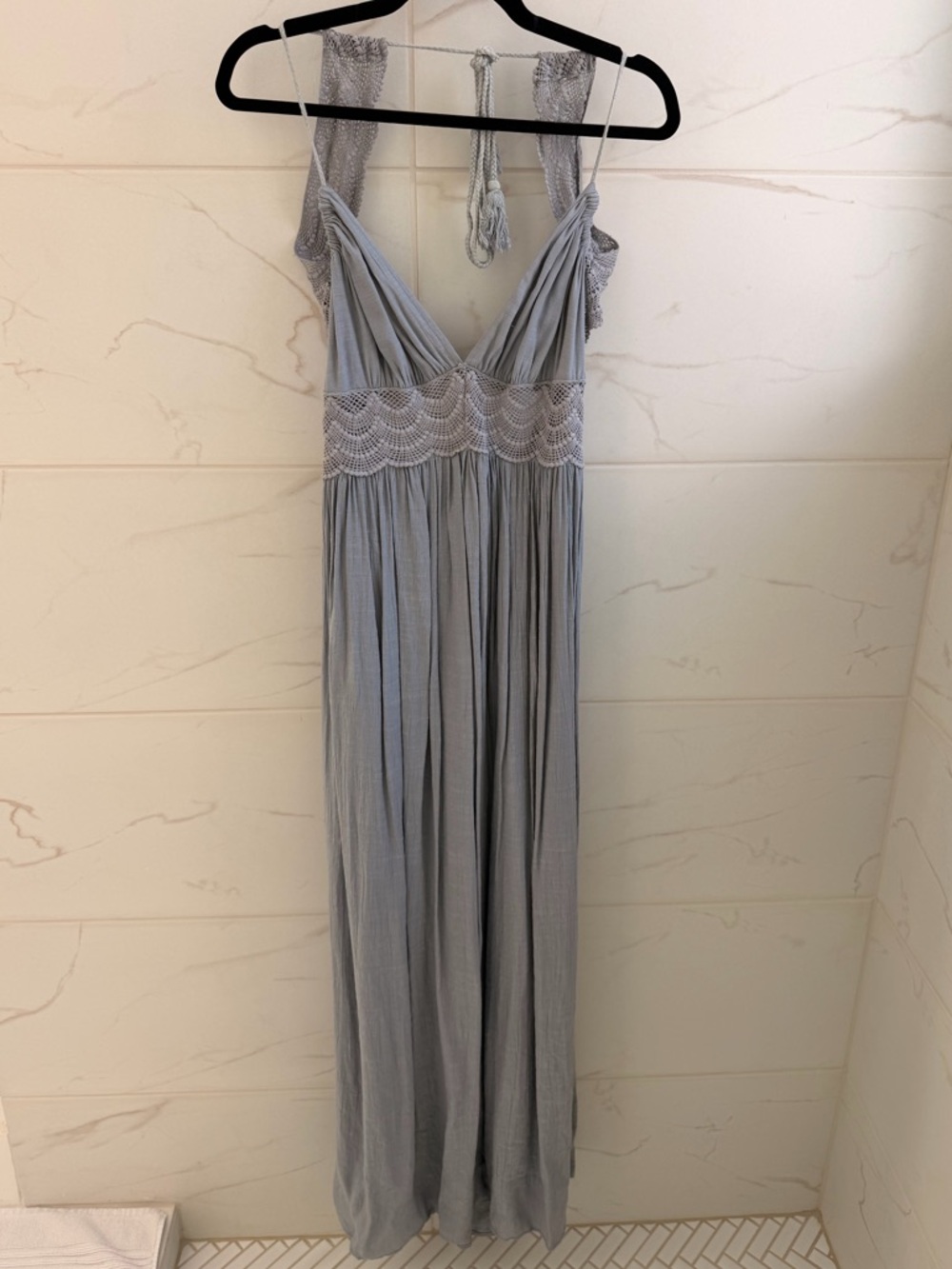 Women's Light Gray Lace-Trim Dress